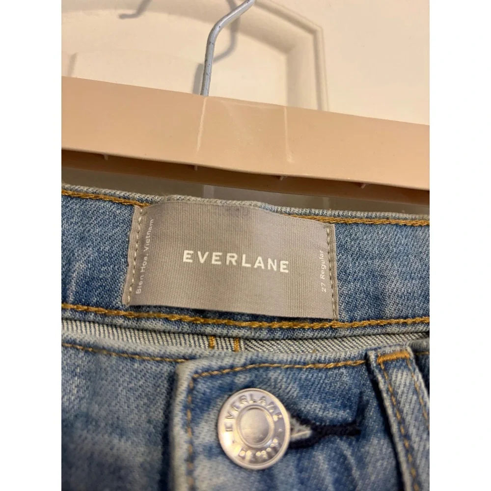 Everlane Kick Flare Jeans Boho‎ Light Wash Blue Raw Hem Size 27 Regular NWT
